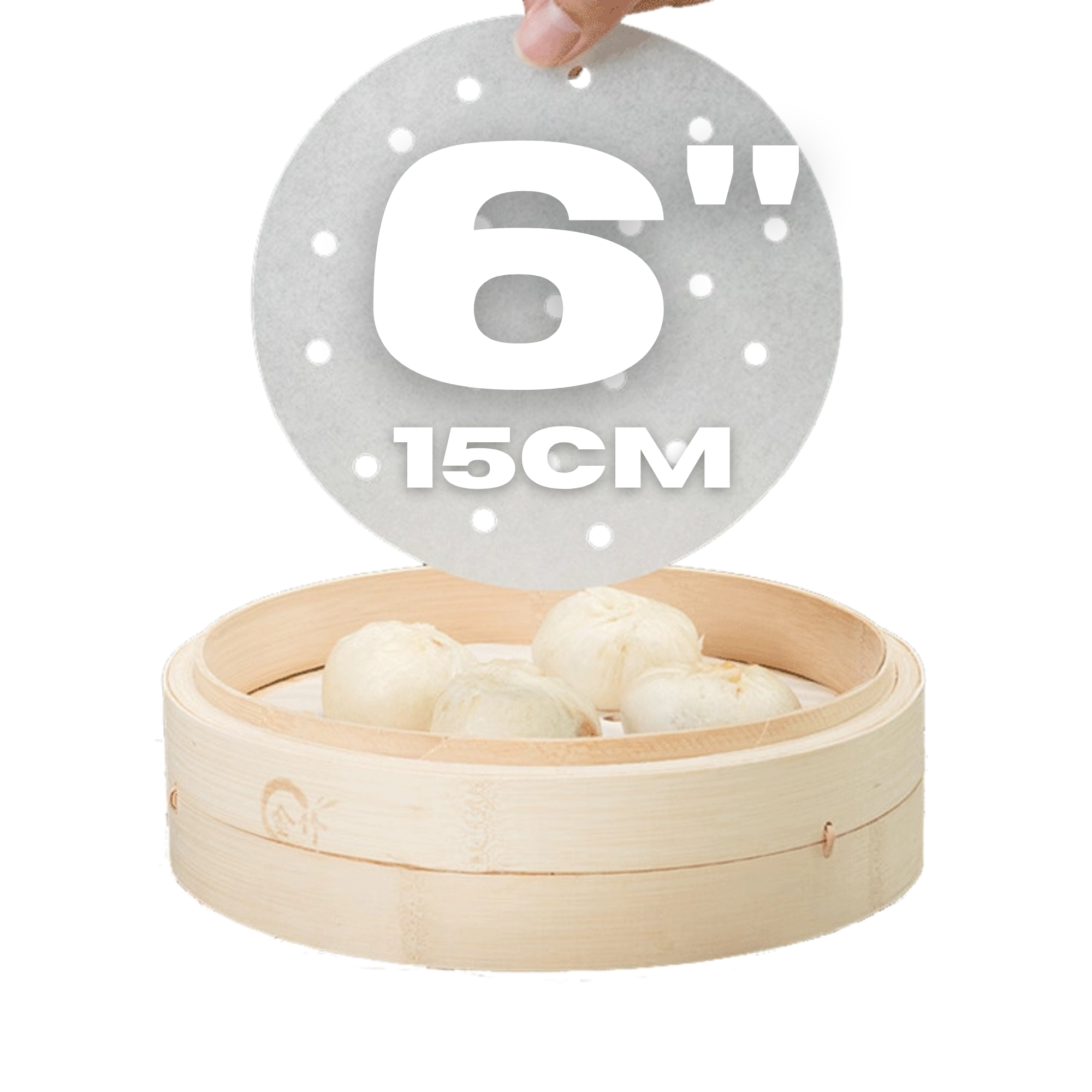 6寸笼屉纸 (100片/包) / 6 Inch Bamboo Steamer Paper (100 sheets/bag)