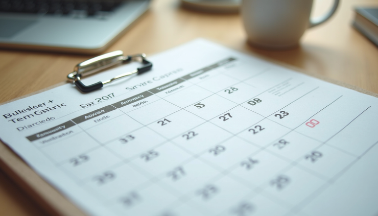High angle view of a calendar with marked rental dates