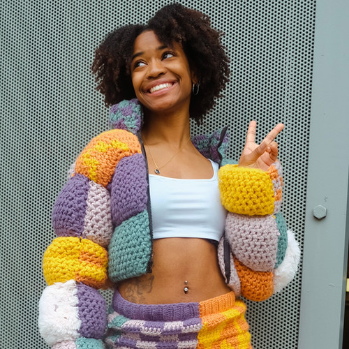 Surreal Cropped Crochet Puffer Jacket Hooked By Brianna