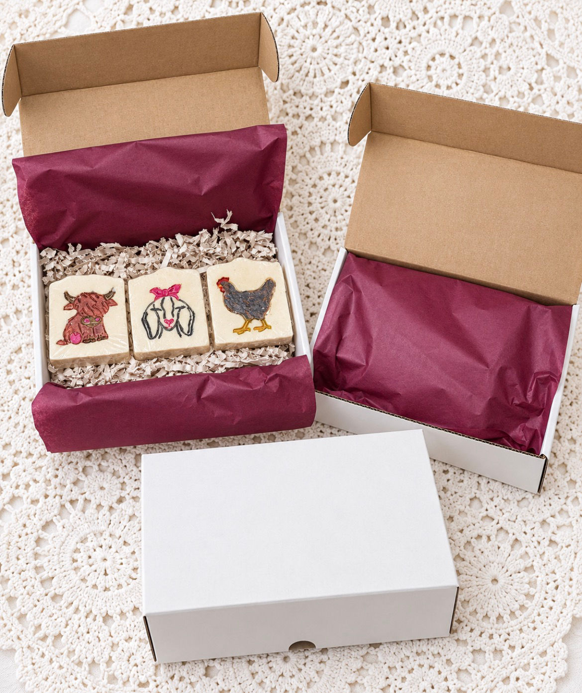 Goat Milk Soap Farm Animal Gift Set in Fresh Linen Scent