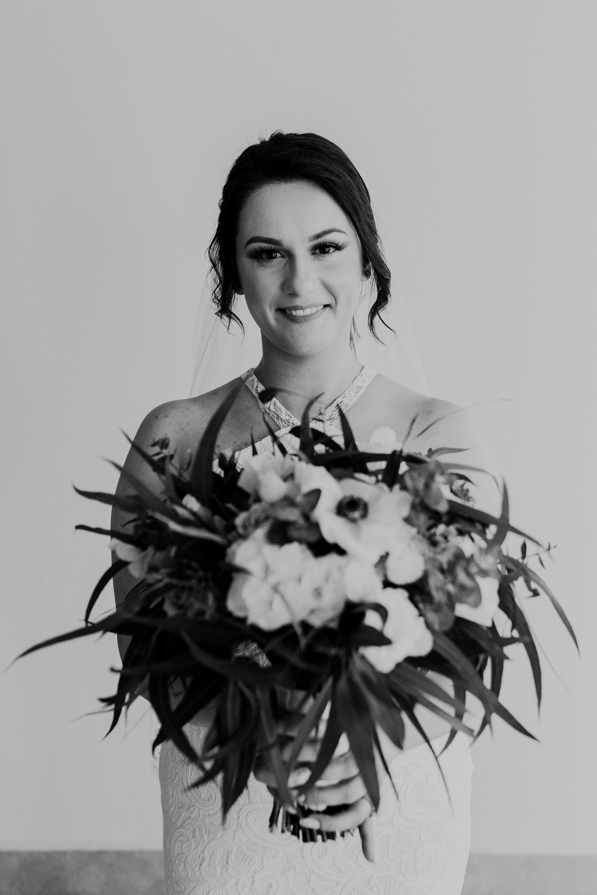 Bride with her wedding bouquet