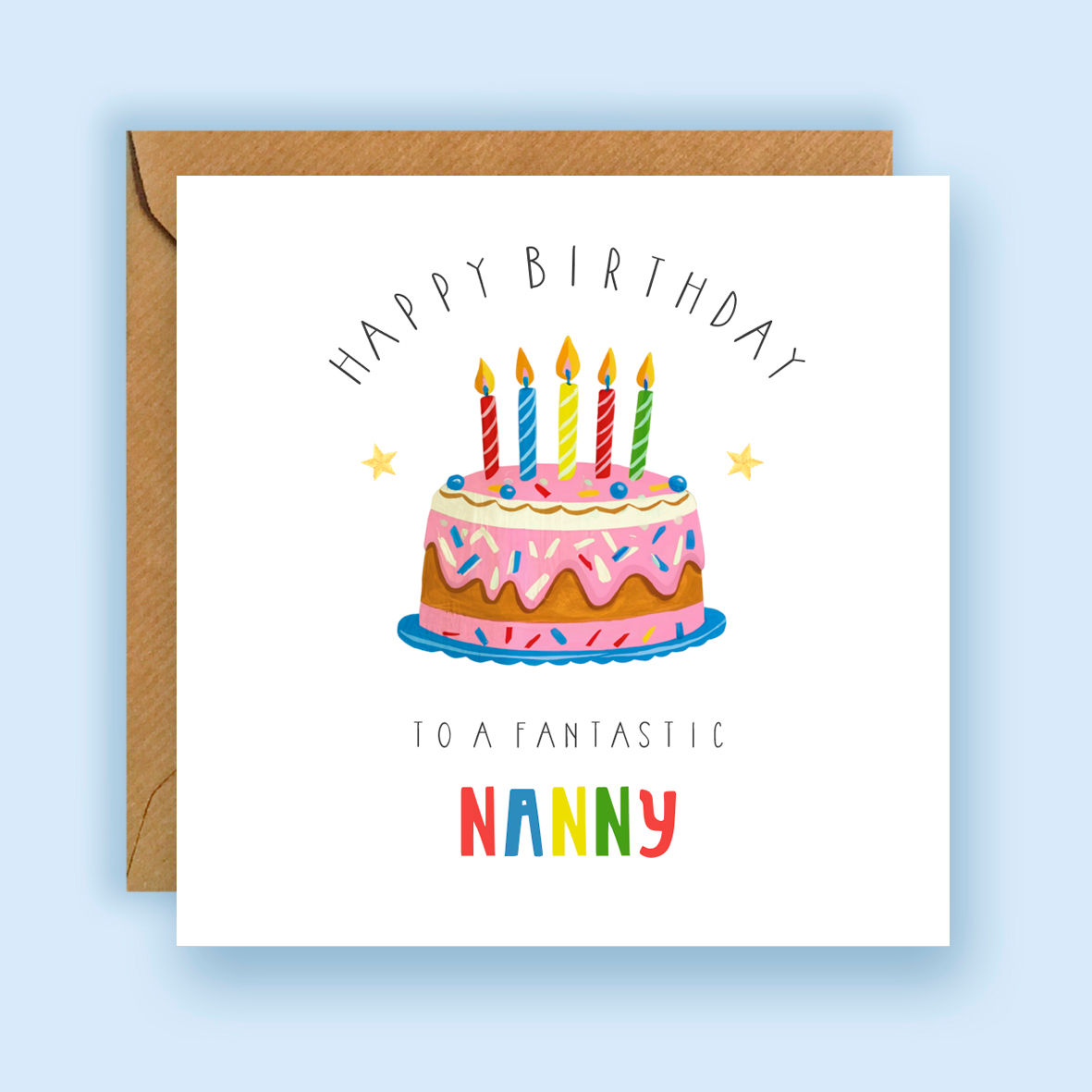 Nanny Pink Cake Birthday Card