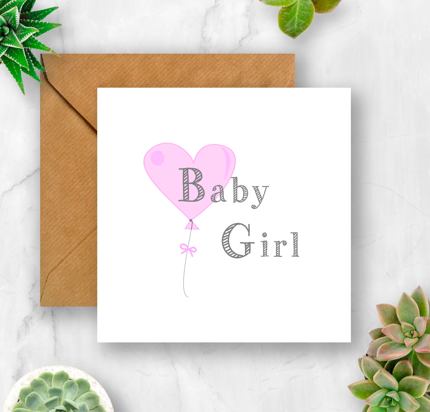 Baby Girl Balloon Card