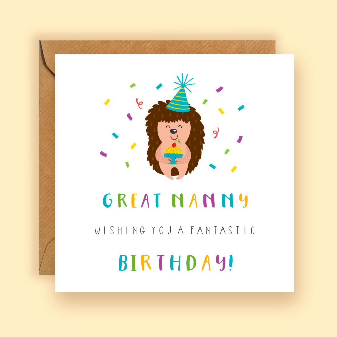 Great Nanny Party Hedgehog Birthday Card