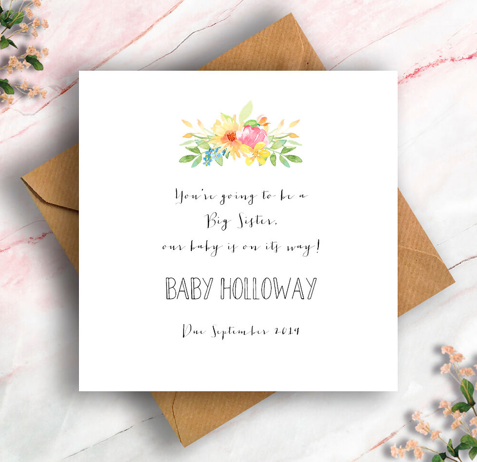Thumbnail: Personalised Flowers Sister Pregnancy Announcement Card