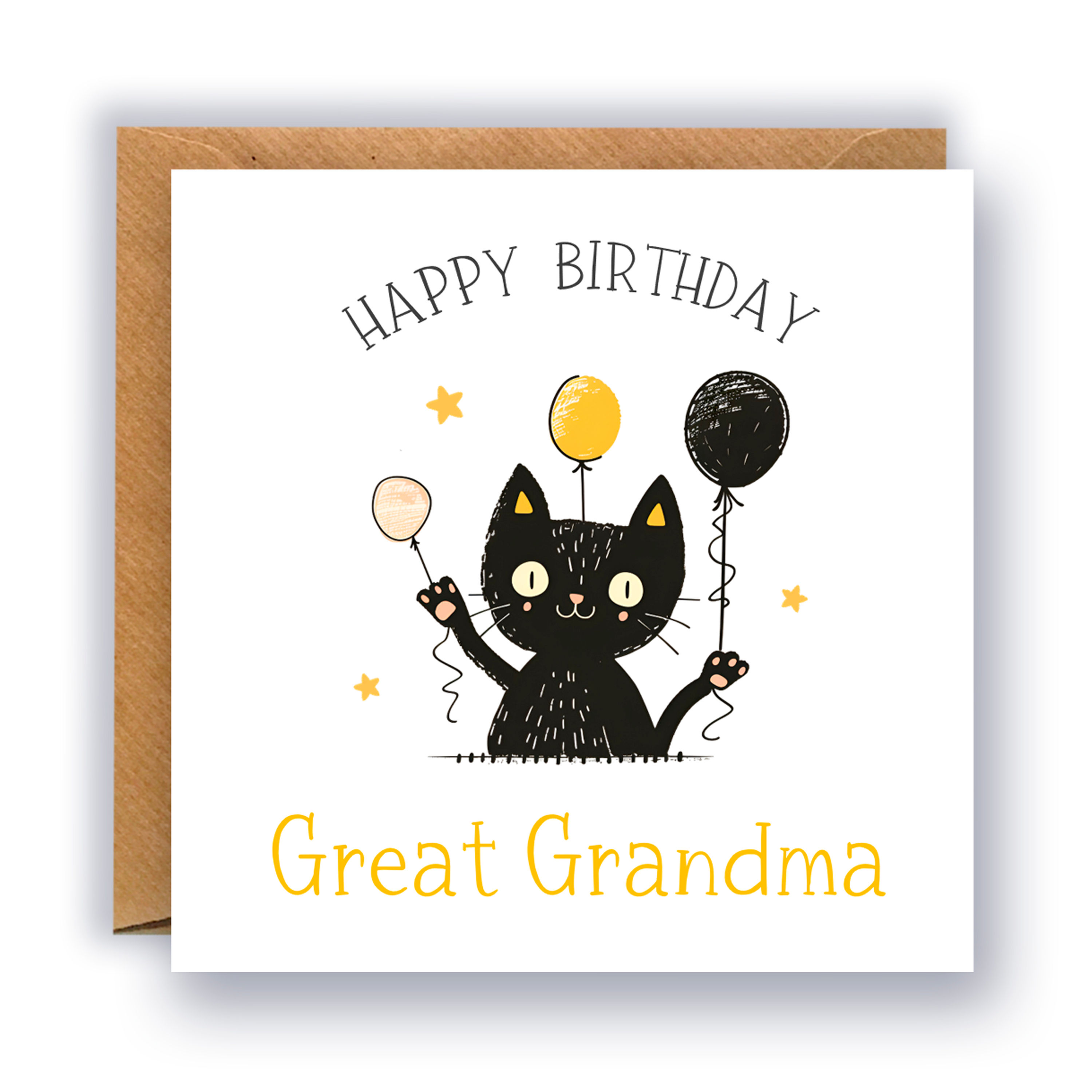 Great Grandma Black Cat Birthday Card