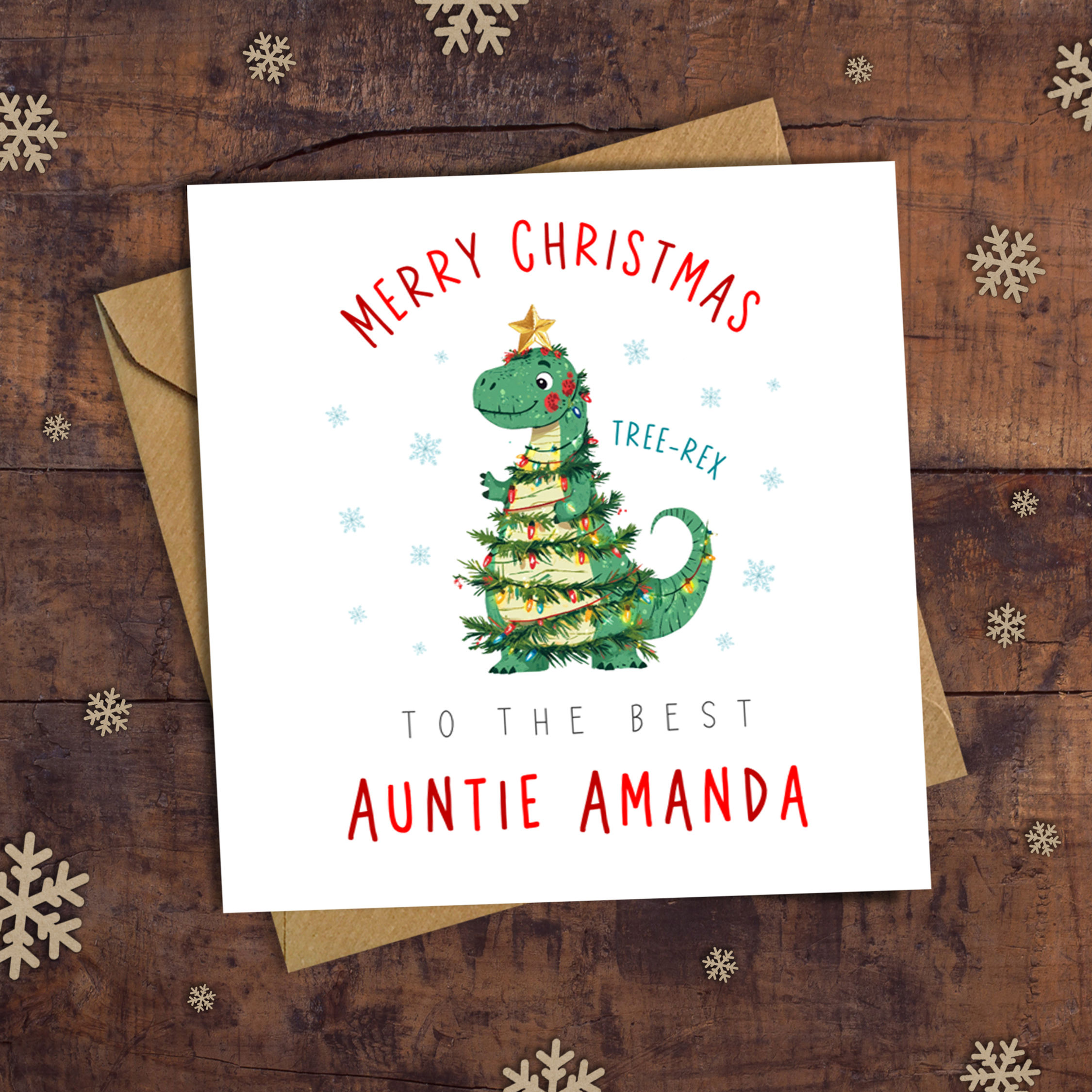 Tree Rex Merry Christmas Auntie Card