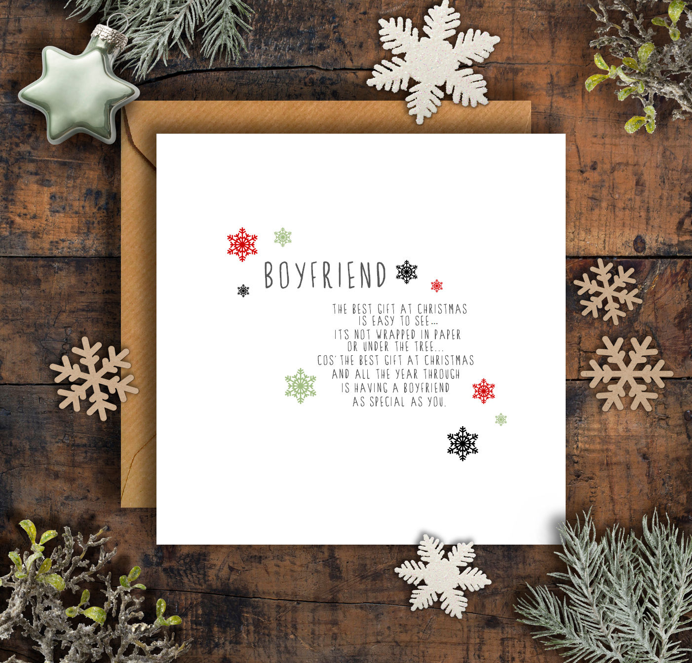 Personalised Boyfriend Paragraph Christmas Card