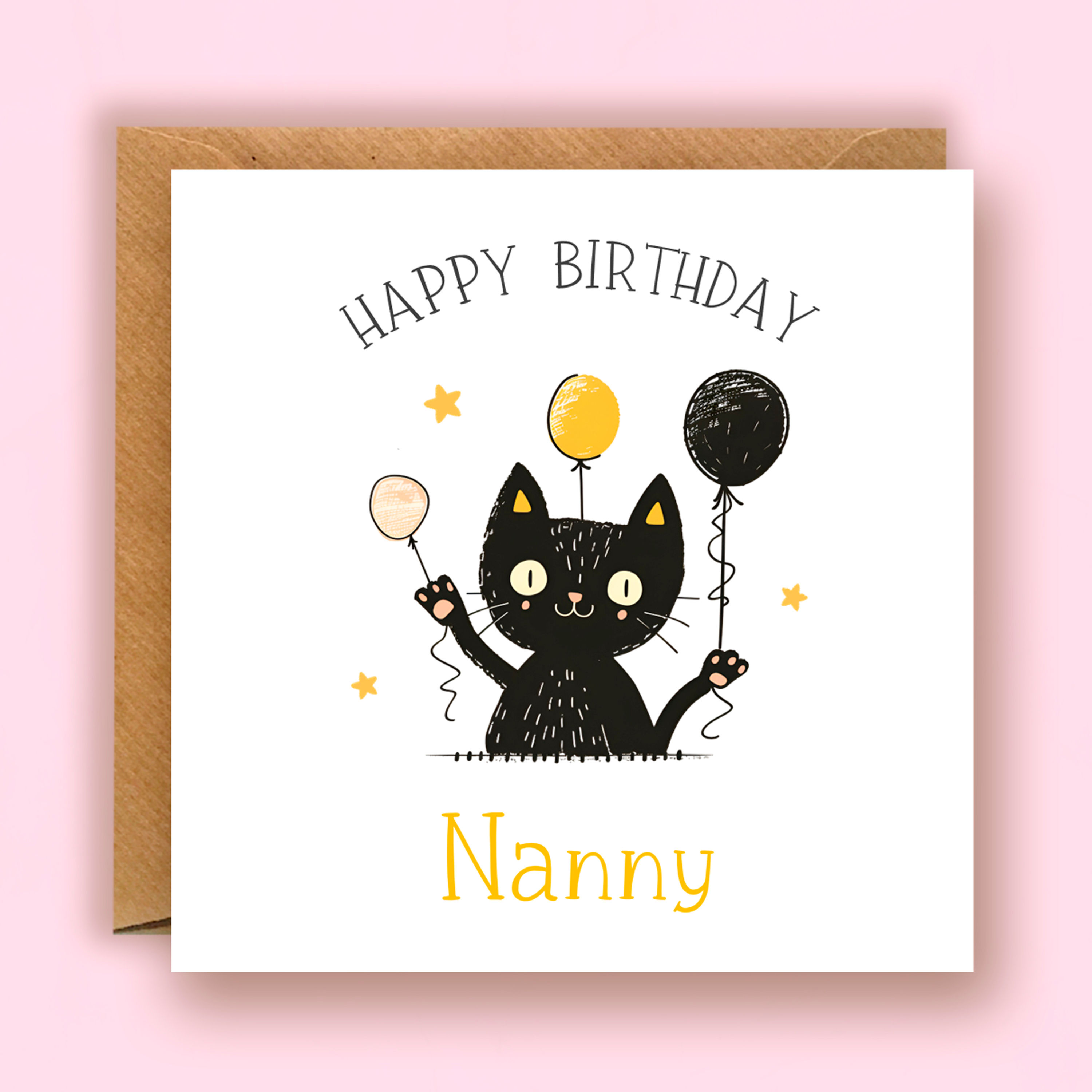 Nanny Black Cat Birthday Card