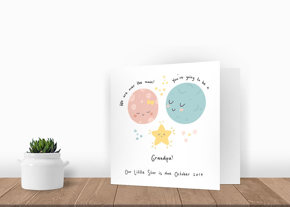 Thumbnail: Personalised Moon & Star Grandpa Pregnancy Announcement Card