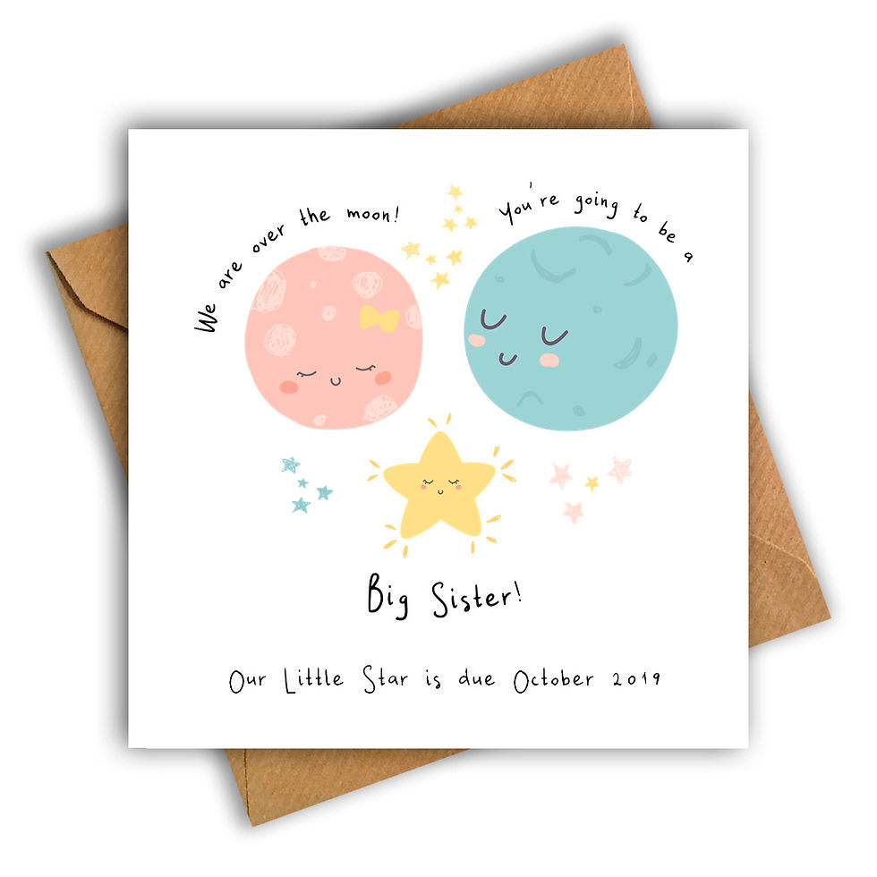 Thumbnail: Personalised Moon & Star Sister Pregnancy Announcement Card