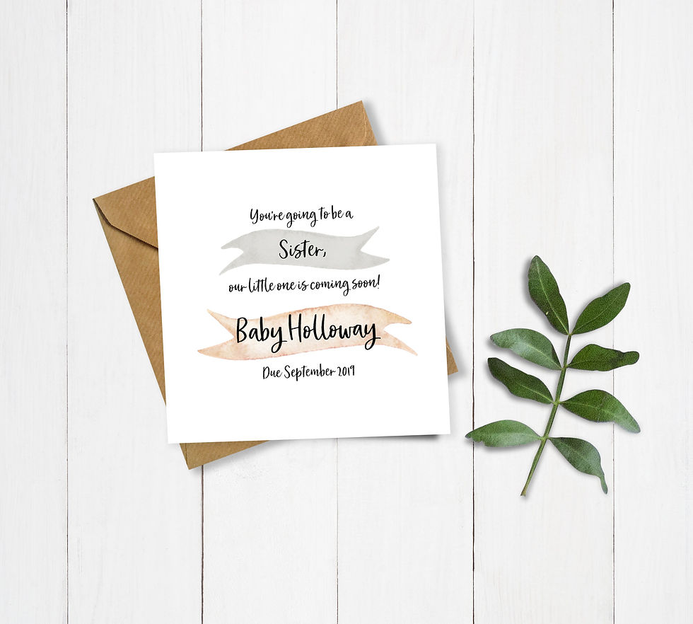 Thumbnail: Personalised Ribbon Sister Pregnancy Announcement Card
