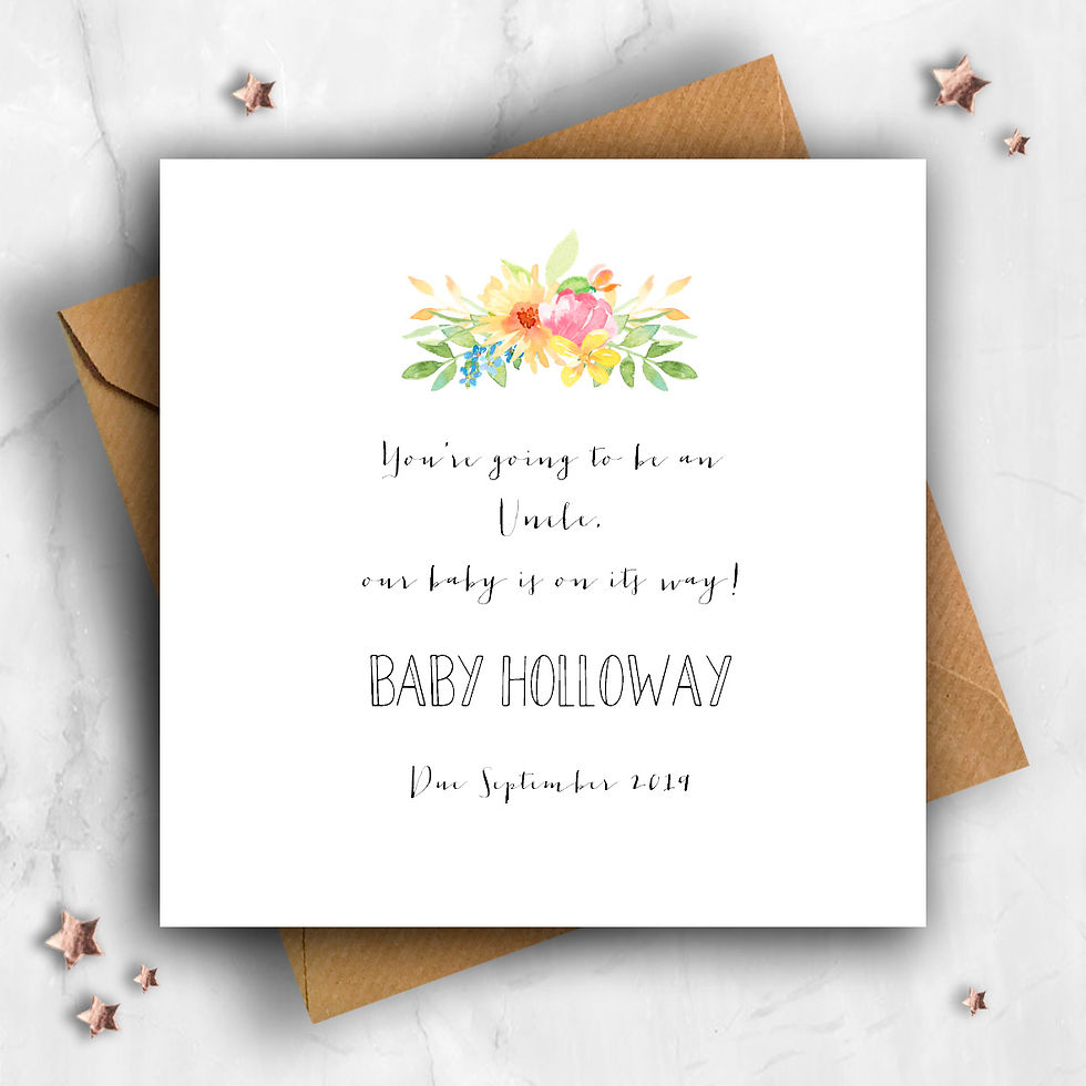 Thumbnail: Personalised Flowers Uncle Pregnancy Announcement Card