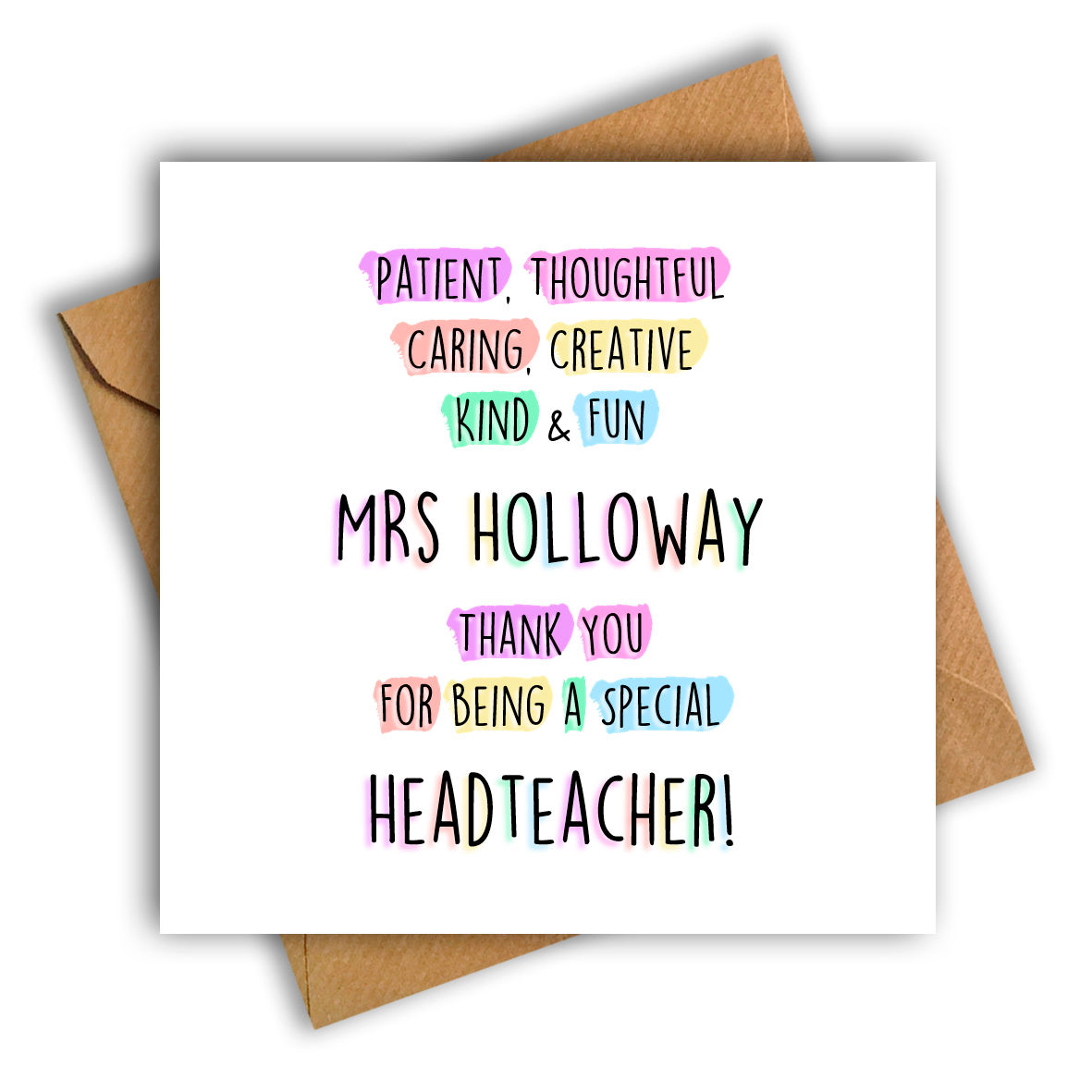 Shadow Headteacher Personalised Thank You Card