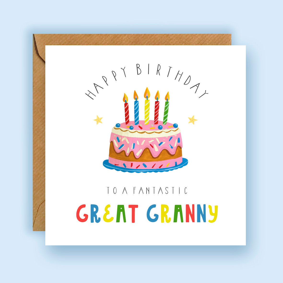 Great Granny Pink Cake Birthday Card