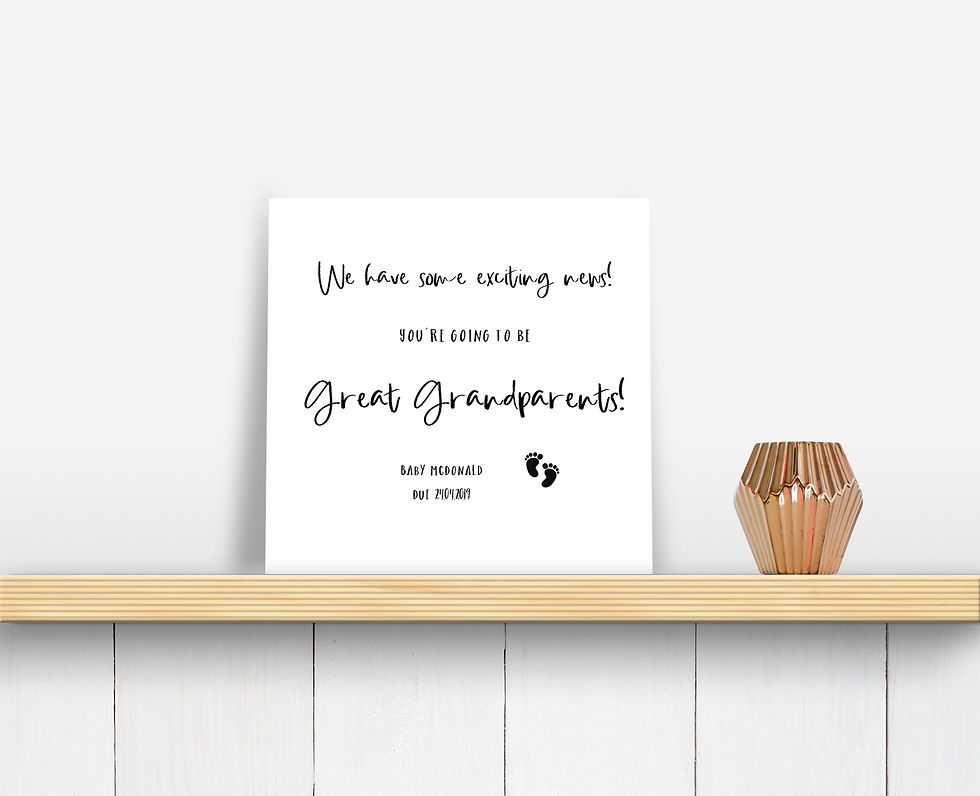 Thumbnail: Personalised Baby Feet Great Grandparents Pregnancy Announcement Card