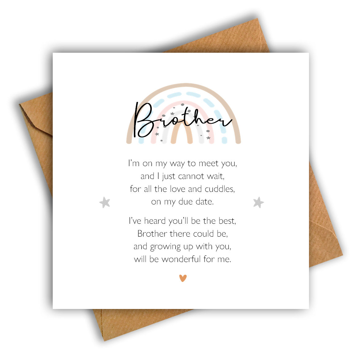 Rainbow & Poem Brother Pregnancy Announcement Card
