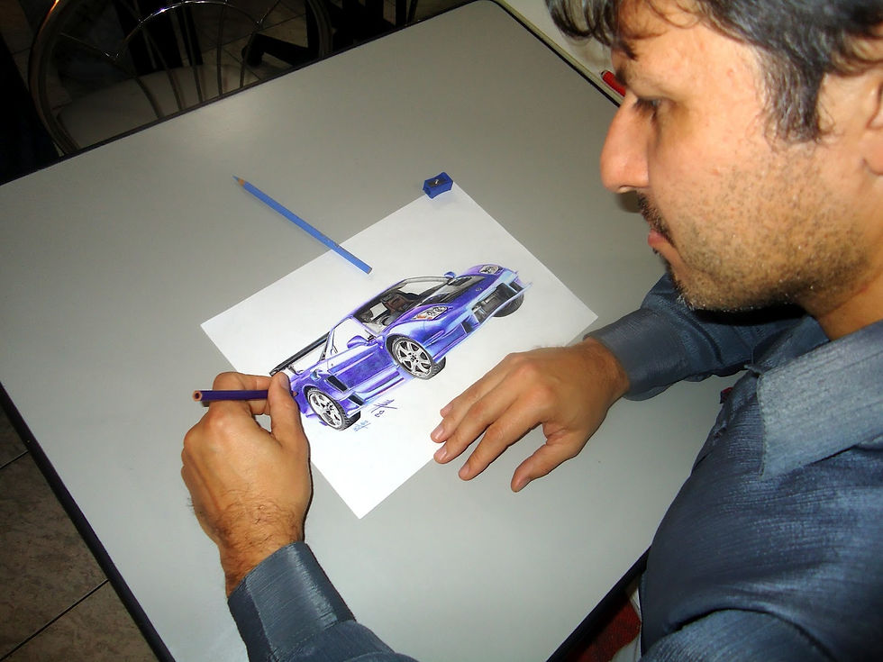 PROF DESENHANDO CARRO ROXO