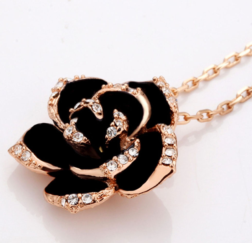 Thumbnail: Black Rose Flower Jewelry Set