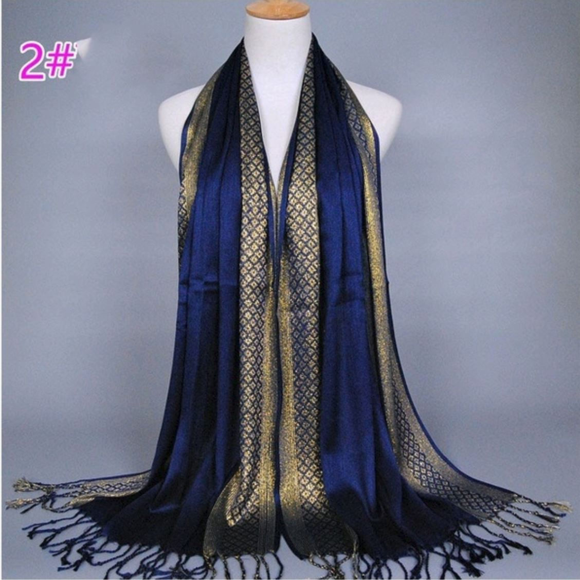 Print Glitter Tassels Scarf