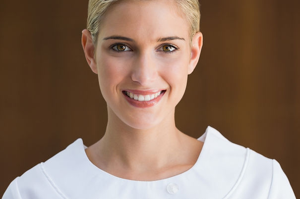 Blonde Beautician Front View