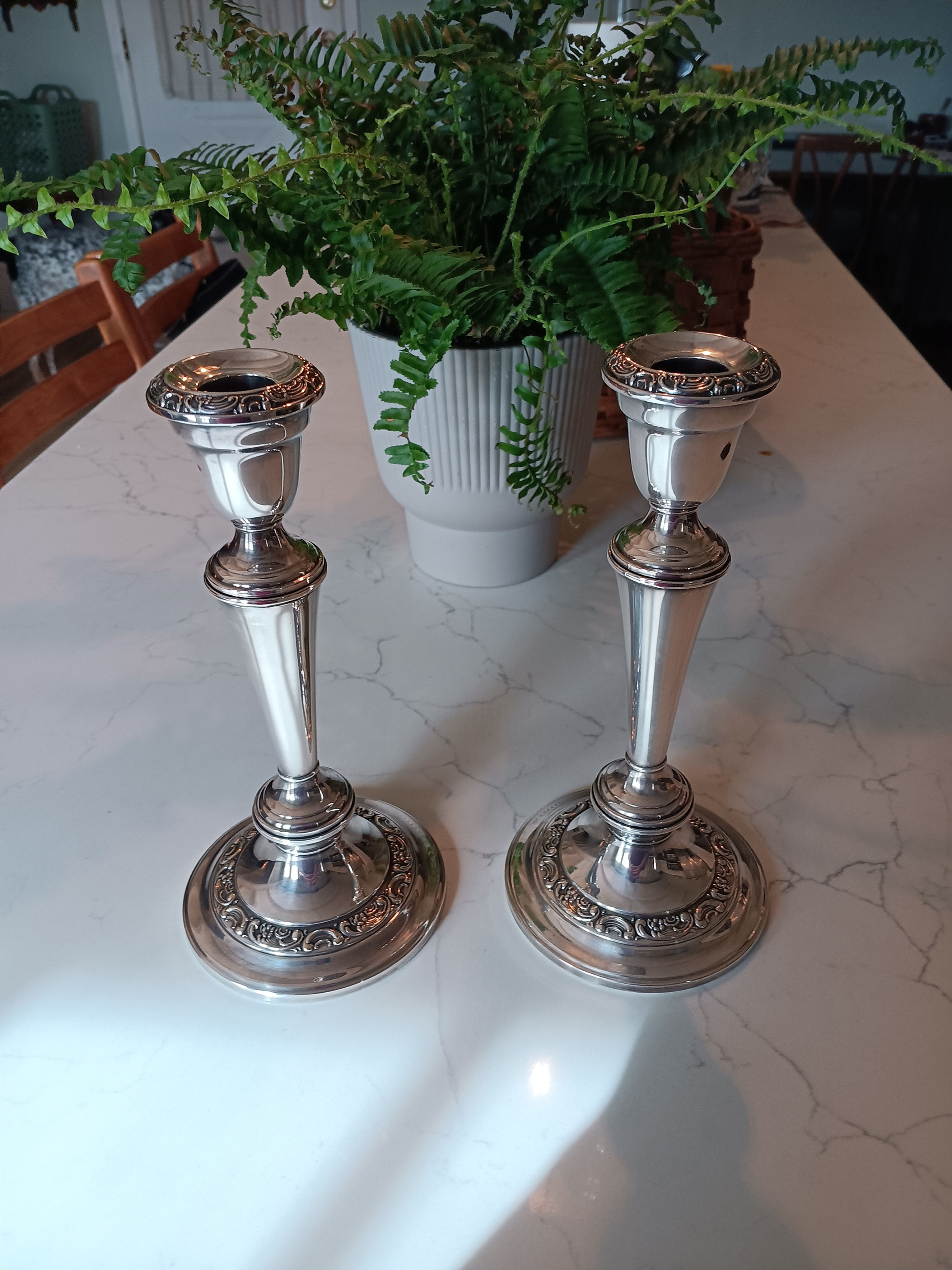 Vintage Gorham Silver Plated weighted  9.5 Inch Convertible Candlesticks