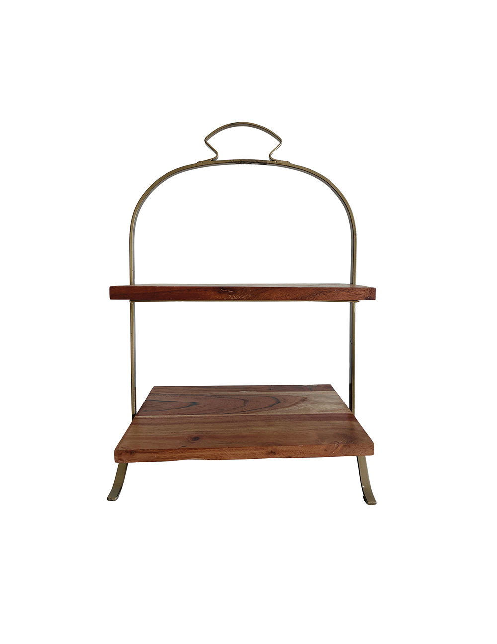 Wood Rectangular Two Tiered Stand 1