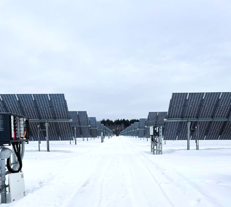 Commercial solar site in snow