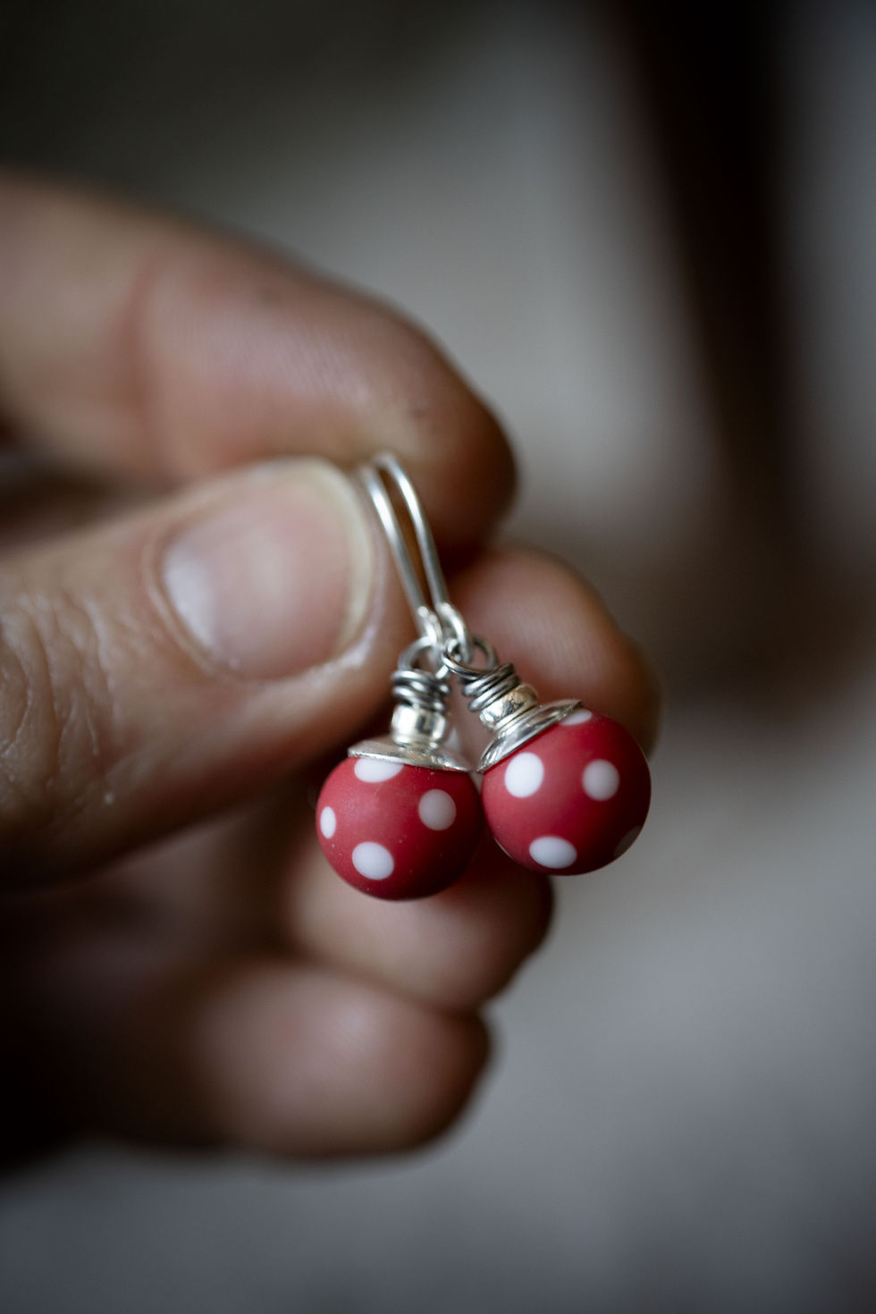 Miniature : SUR COMMANDE • les p'tites polka • rouge dépoli • verre et argent