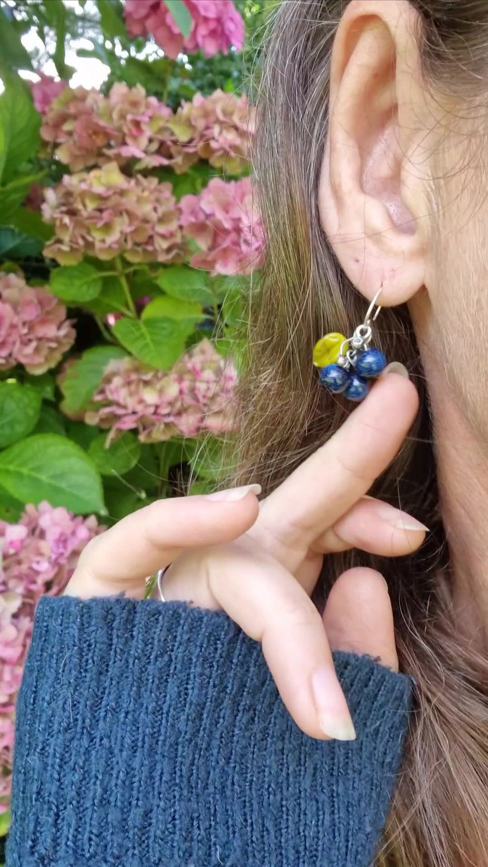 Miniature : SUR COMMANDE • boucles d'oreilles myrtilles sauvages • verre et argent