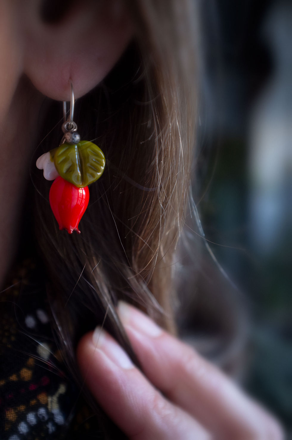 Miniature : SUR COMMANDE • boucles d'oreilles cynorhodons • verre et argent
