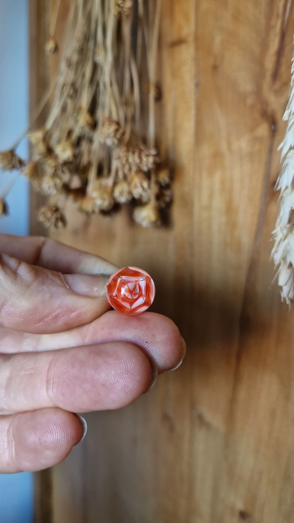 Miniature : pendentif pétales • orange • verre et argent • chaîne non incluse