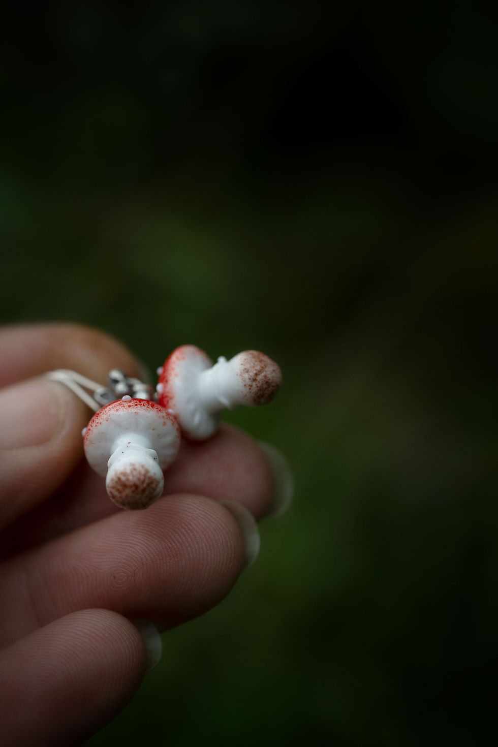 Miniature : SUR COMMANDE • sous le feuillage • boucles d'oreilles amanites • verre et argent