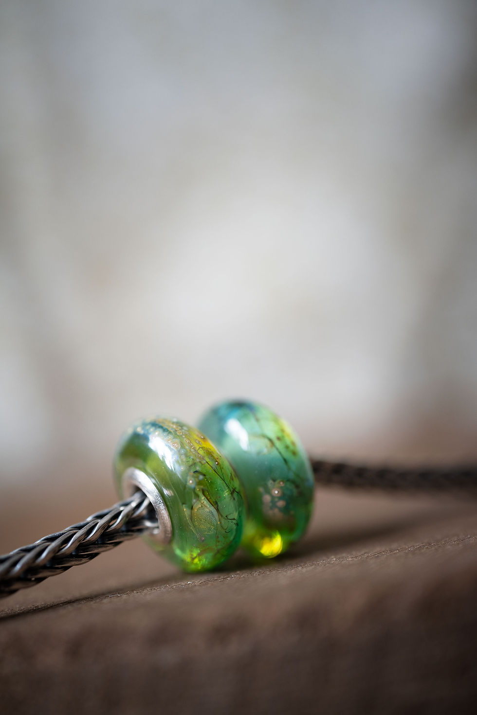 Miniature : perle artisanale verre et argent • compatible Trollbeads Pandora