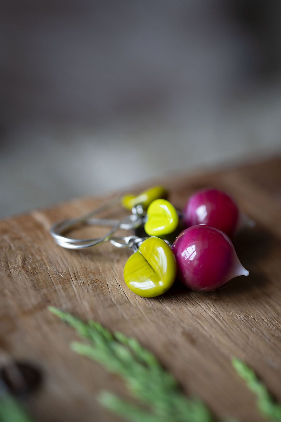 Miniature : boucles d'oreilles radis • verre et argent