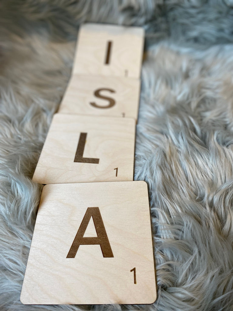 Thumbnail: Wooden Scrabble Letter Wall Tiles