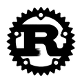 Logo du langage de programmation Rust, symbole d'engrenage noir, 1_édité.png