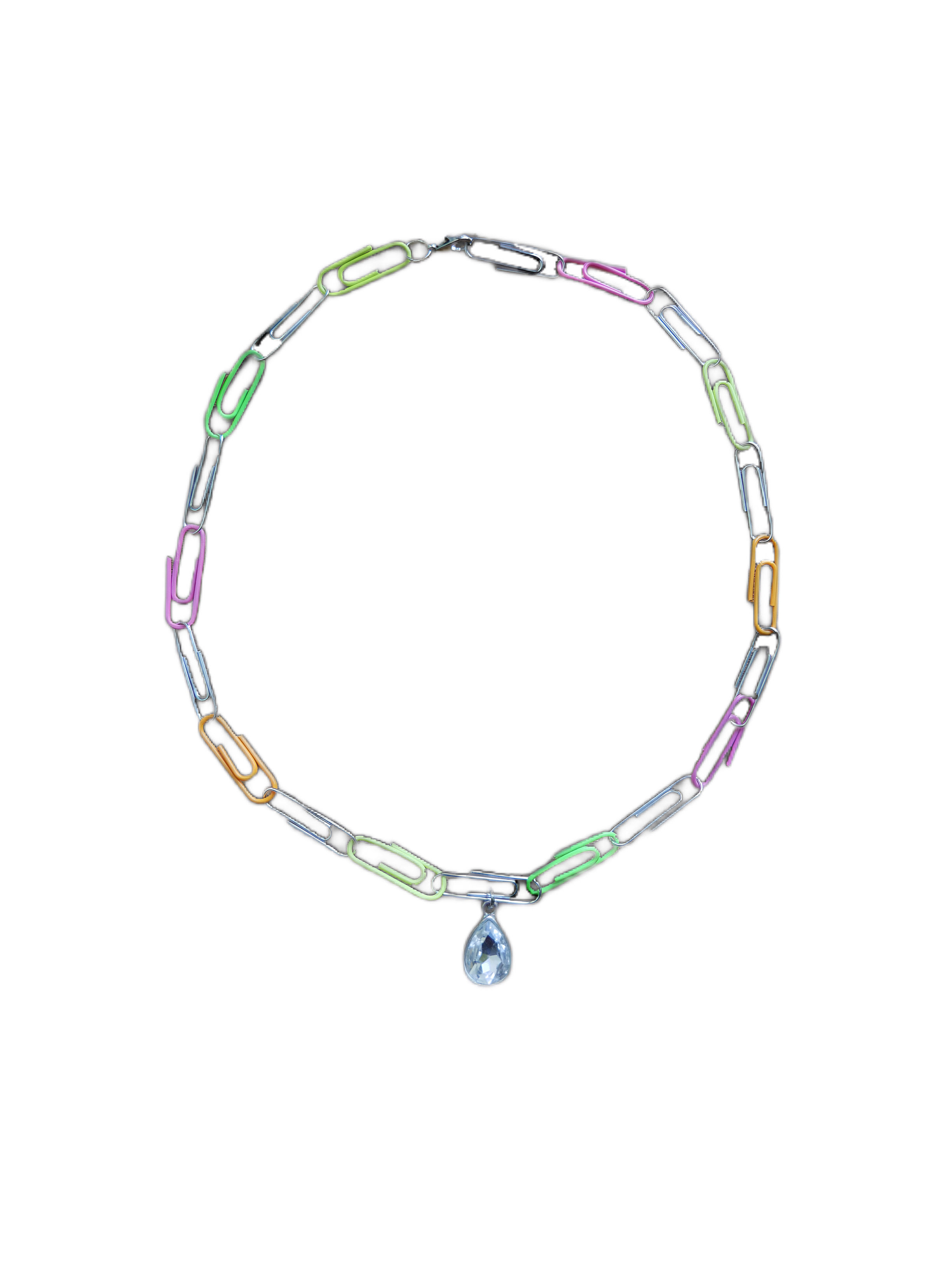 Rainbow Drop Chain / Neon Silver