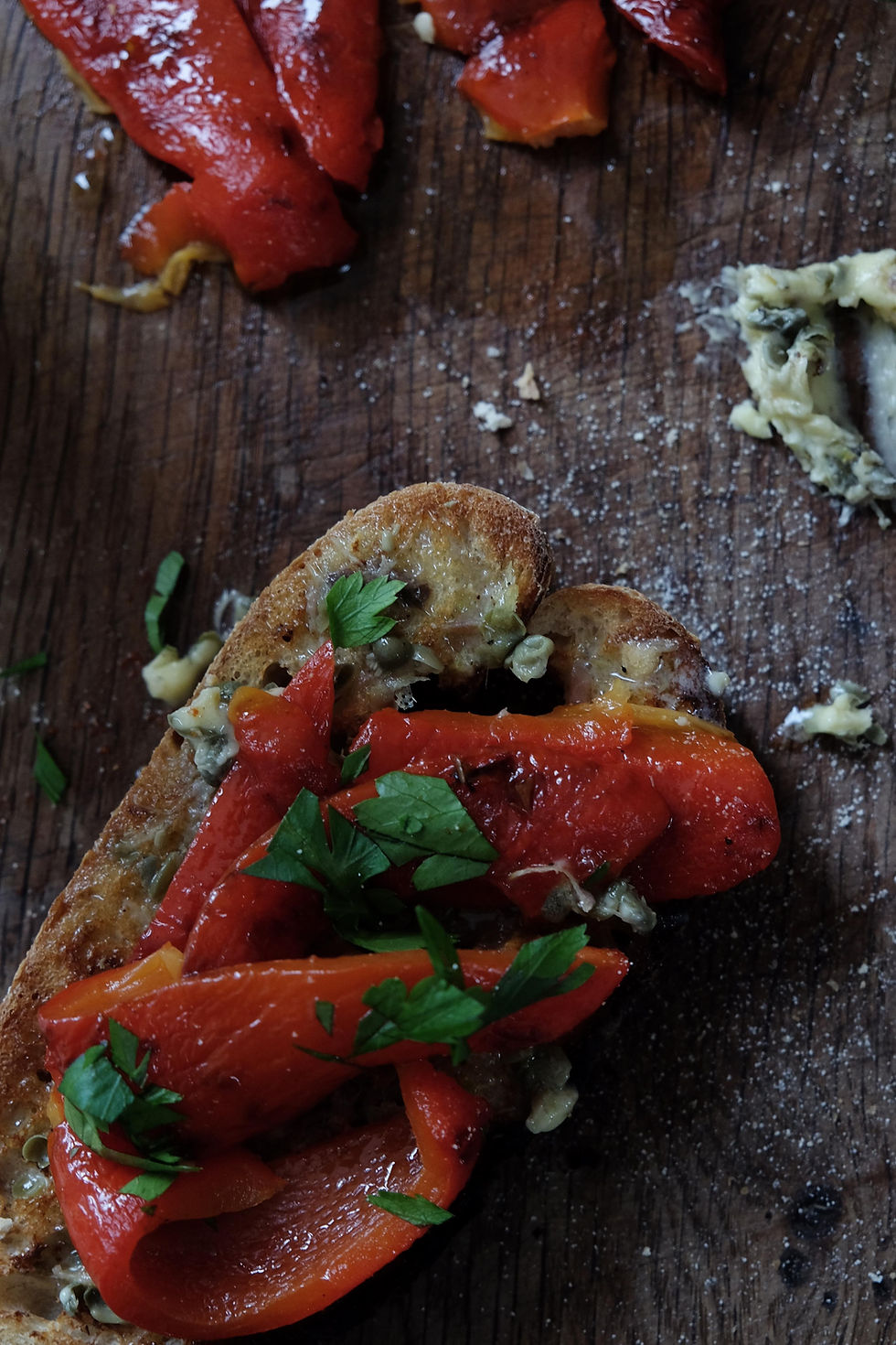 ANCHOVY BUTTER AND GRILLED RED PEPPERS