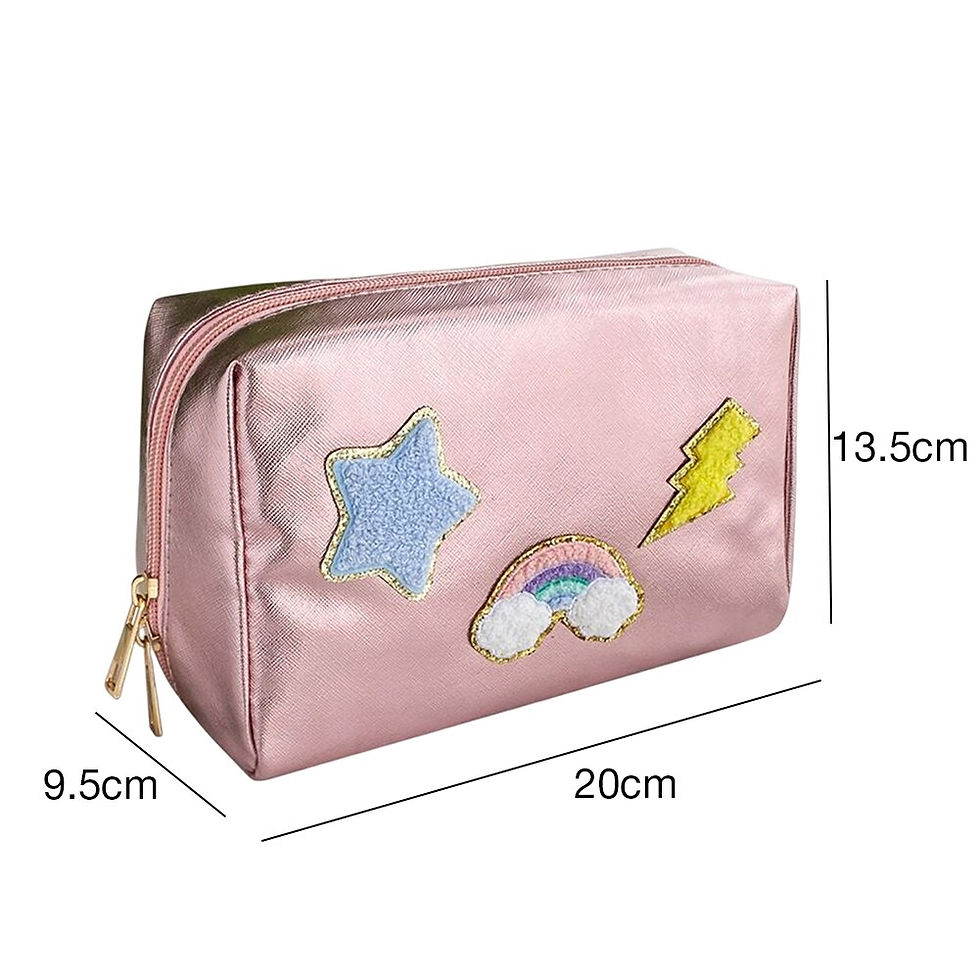 サムネイル： Toiletry Bag Letter Patch Travel Organizer Portable Zipper Makeup Pouch Girls