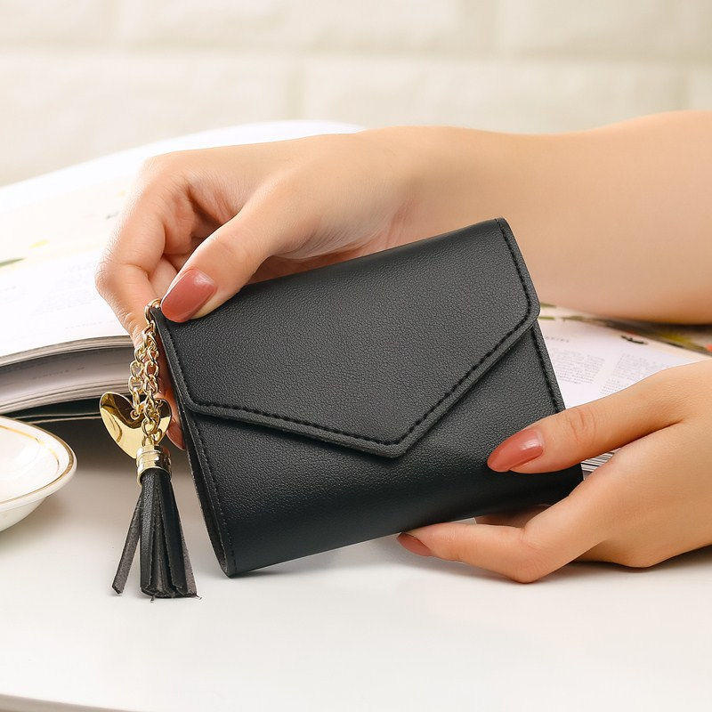 섬네일: Women Mini Tassel Pendant Wallet Card Holder Fresh Pink Coin Purse