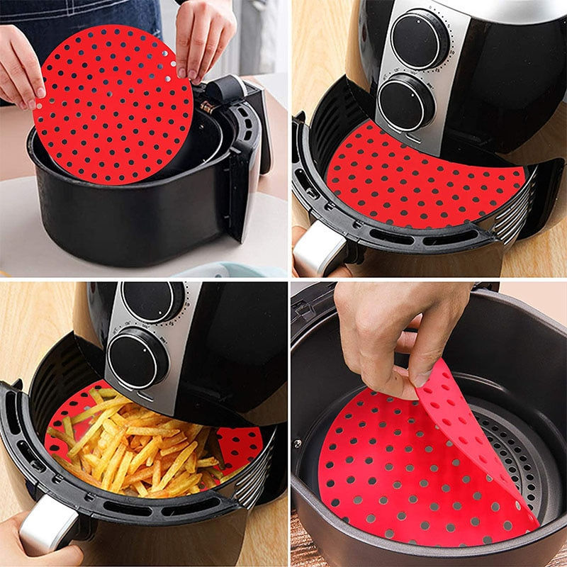 Миниатюра: Reusable Air Fryer Silicone Accessories Liners 7.5/8.5/8/9 Inch Square Round