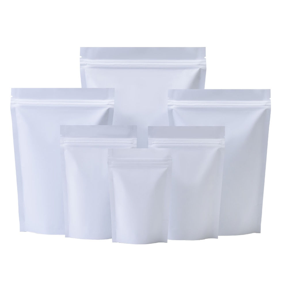 Thumbnail: 100Pcs Matte White Aluminum Mylar Foil Zip Lock Stand Up Bag Self Seal Tear