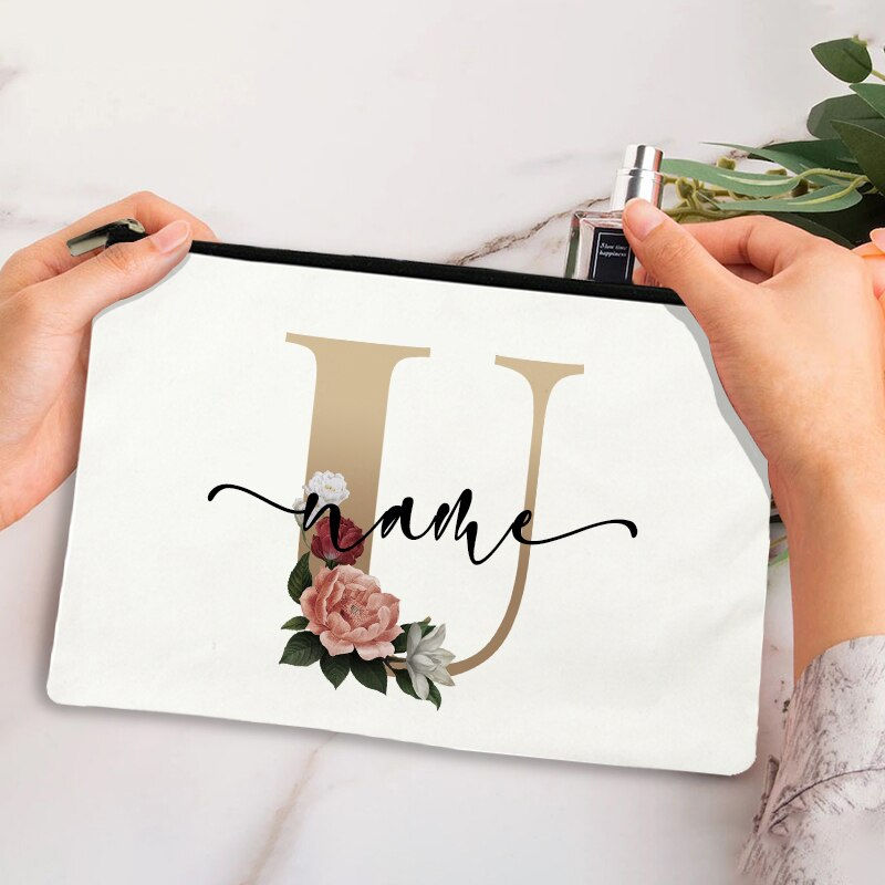 Miniature : Makeup Bag Bridesmaid Maid of Honor Holiday Wedding Monogram Cosmetic Pouches