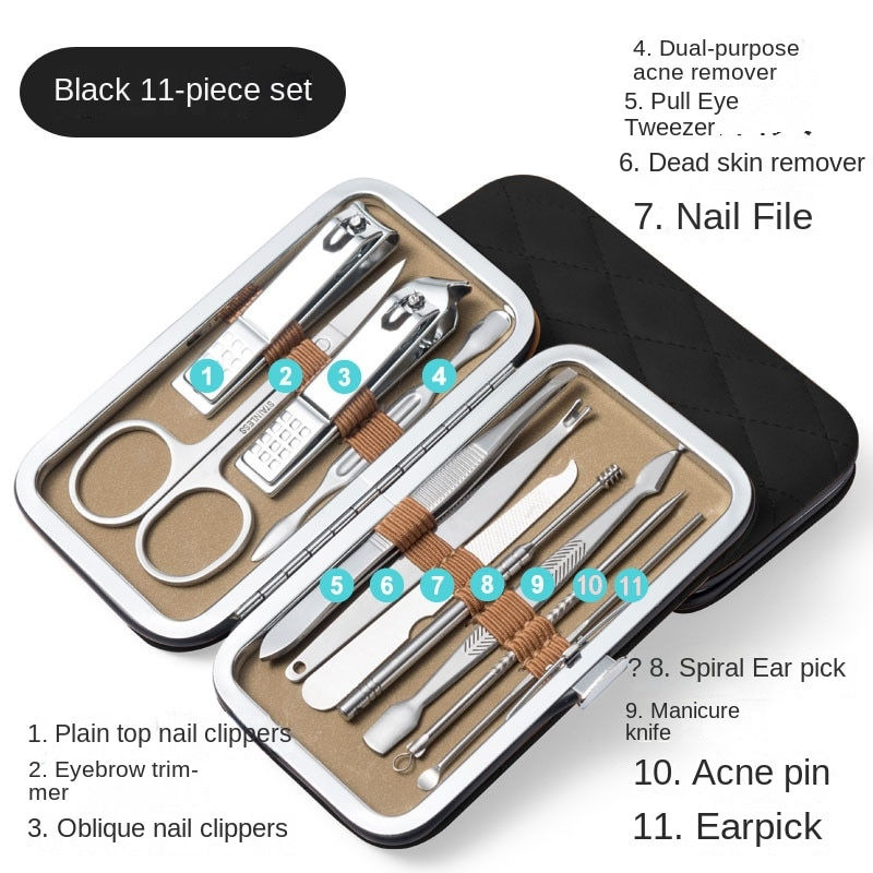 Miniature : 8/9/11/16/19 Pcs Manicure Cutters, Ear Spoon Nail Clippers Tool Manicure