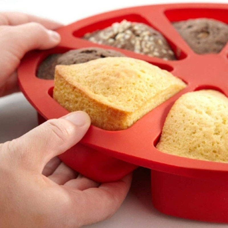 Miniature : Silicone Cake Mold 8 Grids Pizza Plate Bakeware Bread Baking Pastry Cake Molds