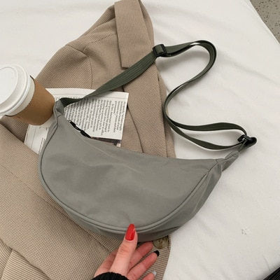 Miniature : Solid Color Chest Bag Travel Crossbody Half Moon Belt Daily Fanny Packs 