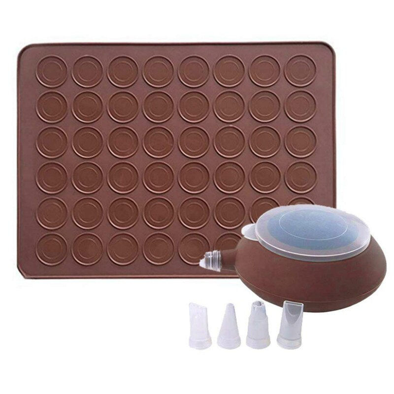 섬네일: Macaron Silicone Mat Non-Stick Baking Mold Set 48 Supplies Pot Cake Accessories