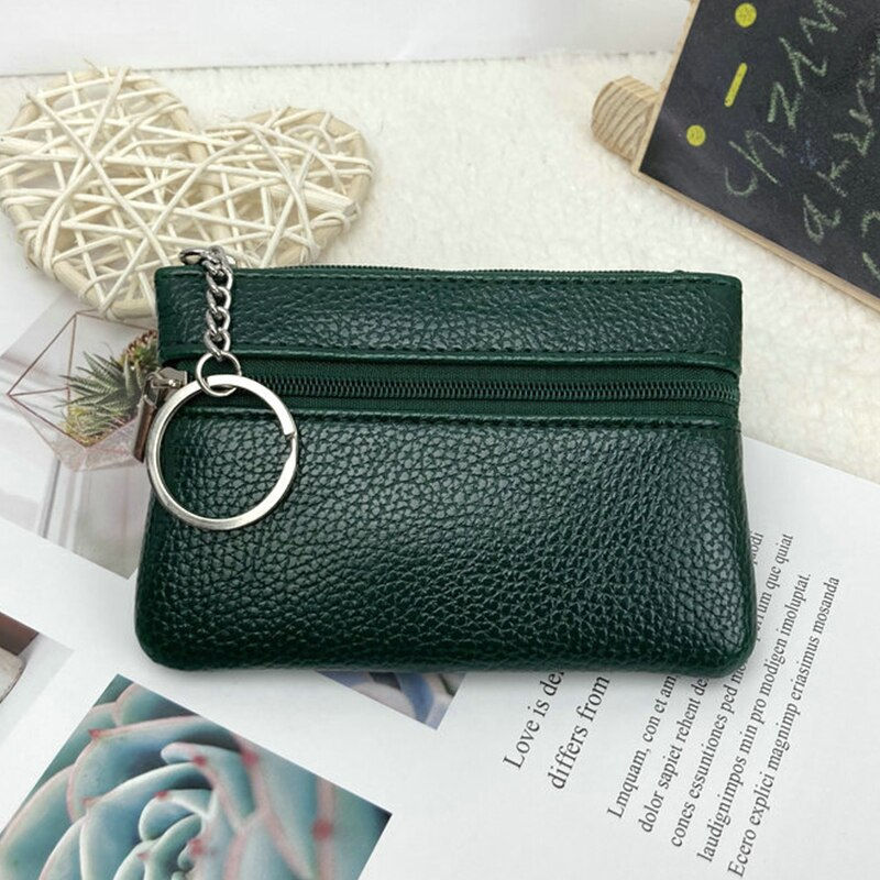 섬네일: Mini Wallet Ladies Double Coin Purse Small Coin Card Key Ring Wallet