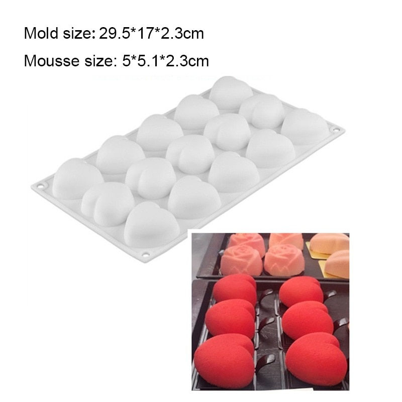 Thumbnail: Silicone Mold Pastry 3D Cake Design Muffin Heart Bubble Square Baking Mold